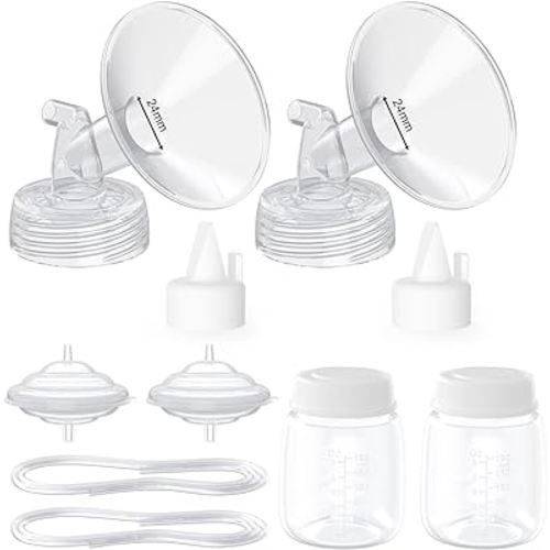 Paruu Pump Parts Compatible with Spectra S1/S2/9 Plus, Not Original Accessories, Full Set Replacements Include 24mm Flanges, Valves, Backflow Protectors (Duckbills Included), Tubings and Bottles