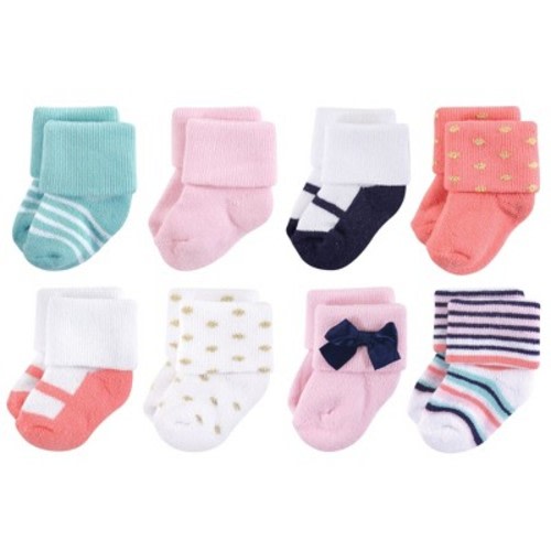 Little Treasure Baby Girl Newborn Socks, Coral Sparkle, Size: 0-6 months
