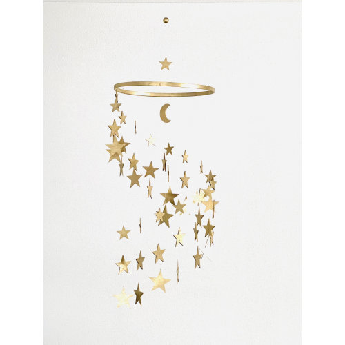 Gold Stars Baby Mobile, Silver Stars and Moon Mobile Nursery, Moon Baby Mobile, Night Baby Mobile, Minimalist Mobile, Gender Neutral Mobile
