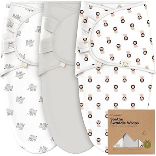 3-Pack Organic Baby Swaddle Sleep Sacks - Swaddles for Newborns, Infant 0-3 Months, Baby Girls, Boys, Soft & Snug Newborn Sleep Sack, Nursery Swaddling Blankets (The Wild 2)