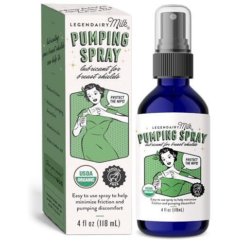 Legendairy Milk Pumping Spray 4 oz., Helps Sore Nipples & Clogged Ducts, Organic Lubricant for Breast Shields and Flanges, Vegan Breast Pump Spray, Natural & Lanolin-Free, Made in USA