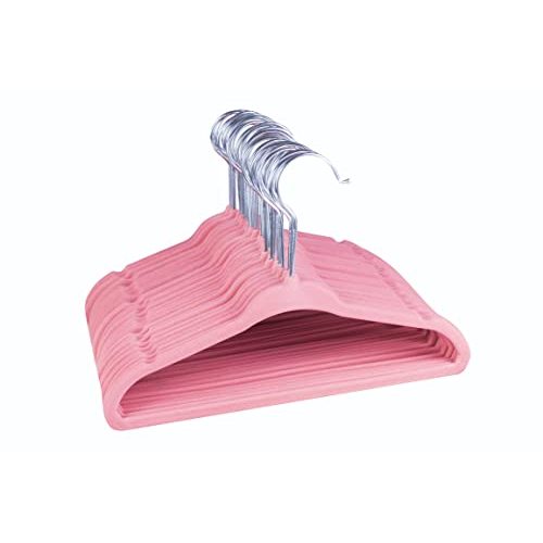 Premium Velvet Non-Slip Baby Hangers - 50 Pack, 11 Inch, Space Saving, 360 Degree Rotatable Pink Hangers