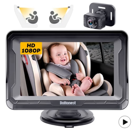 DoHonest Baby Car Camera HD 1080P - Rear-Facing Car Baby Monitor with Night Vision, Adjustable View Angle, Easy Setup, Anti-Glare Display, Safety for Kids & Infants