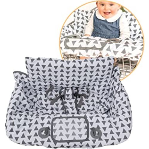 Binxy Baby 2-in-1 Cushy High Chair Cover and Shopping Cart Cover for Baby, Comfortable Cover for Grocery Cart, Universal Fit Cart Cover for Babies, Includes Storage Pouch - Triangles