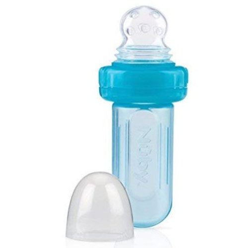 Nuby EZ Squee-Z Silicone Self Feeding Baby Food Dispenser Blue