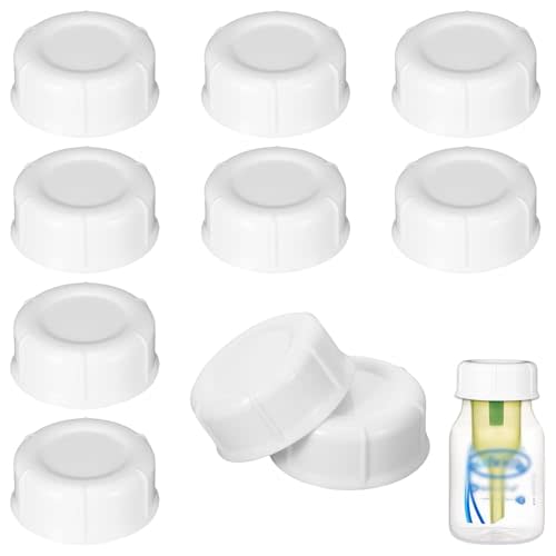 10Pcs Narrow Baby Bottle Caps Compatible with Dr Brown's, Medela, Ameda, Travel Bottle Caps Replacement Parts for Dr Brown, Storage Baby Bottle Lids with Sealing Gasket BPA Free Leak Proof (White)