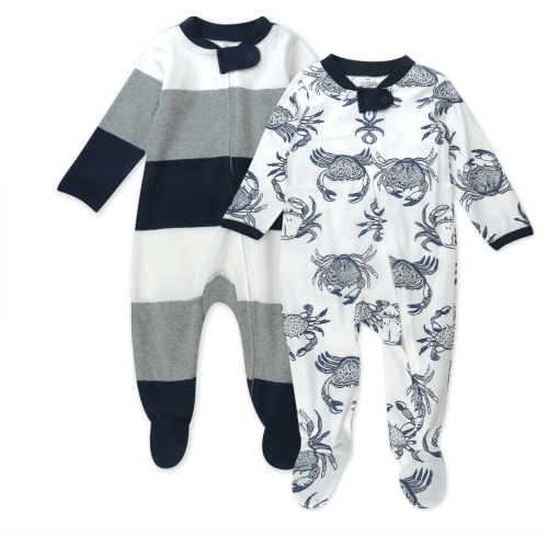 2-Pack Organic Cotton Sleep & Plays | Honest Baby Clothing - Crabs 3-6M