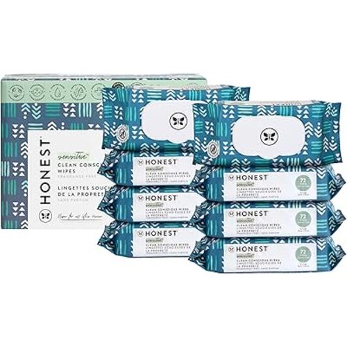 The Honest Company Clean Conscious Multi-Use Wipes | Hypoallergenic + Unscented for Sensitive Skin | Over 99% Water, Compostable, Plant Based, Baby Wipes | Balance Blues, 576 Count