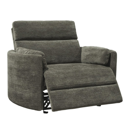 Upholstered Extra Wide Glider Power Recliner with Round Arms