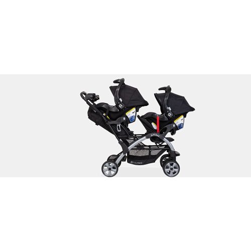 Baby Trend Sit N Stand Double Baby Stroller and 2 Car Seat Travel System with Safety Harnesses and Cover, Khaki - 3 Piece Set