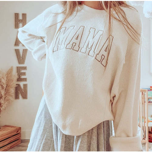 Corded Embroidered Mama Nursing Sweatshirt