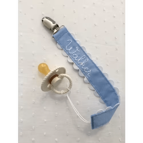 Monogrammed Pacifier Clip Holder Embroidered Name
