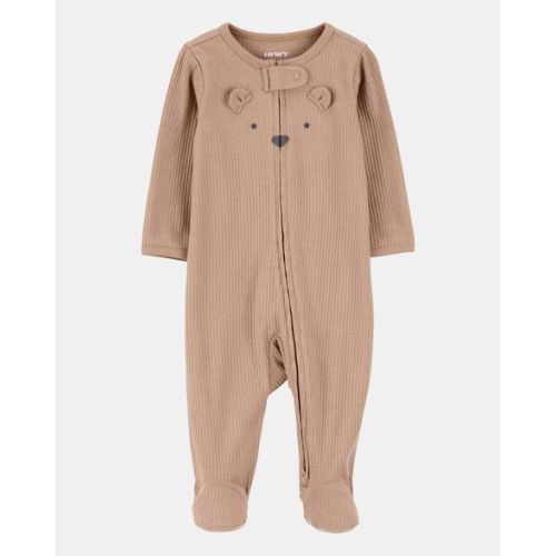 Baby Bear 2-Way Zip Ribbed Sleep & Play Pajamas - Brown - Carter's | Carter's
