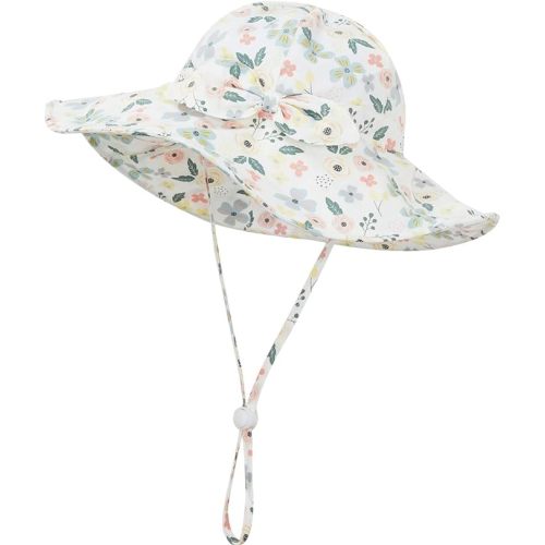 Baby Toddler Infant Girls Bucket Sun Hats Protection Beach UPF 50+ Toddler Wide Brim Bucket Summer Hats