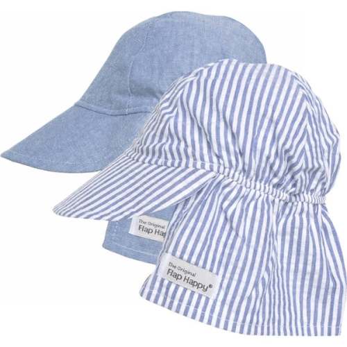 Original Flap Hat 2 Pack, Chambray & Chambray Stripe Seersucker - Flap Happy | Maisonette