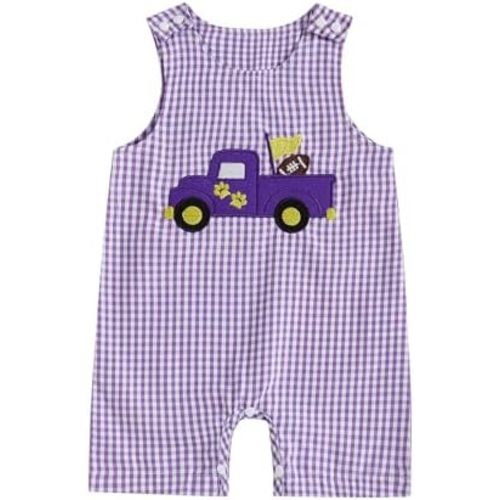 Baby Boy Romper Newborn Baby Football Outfit Smocked Jumpsuit Rugby Truck Overalls Plaid Bodysuit 0-18M Clothes