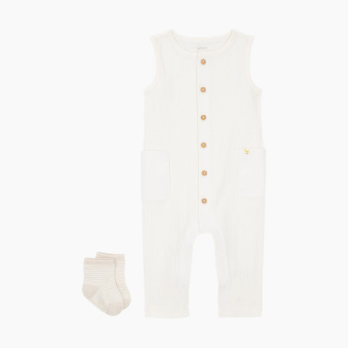 Carter's 2-Piece Jumpsuit & Socks Set - Gray, 9 M