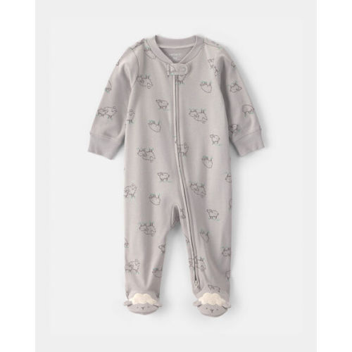 Baby Sheep 100% Cotton 2-Way Zip Sleep & Play Pajamas - Grey | Carter's