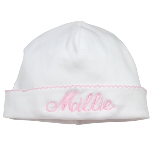 Baby Girls White Pink Hat Coming Home Beanie