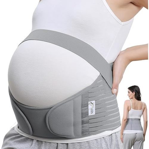 NeoTech Care Pregnancy Support Maternity Belt, Waist/Back/Abdomen Band, Belly Brace (Size M, Grey Color)
