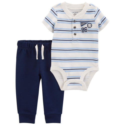 Baby 2-Piece Varsity Striped Bodysuit Pant Set