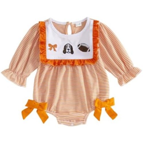 Baby Girl Football Outfit Short/Long Sleeve Stripe Romper