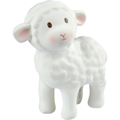Tikiri Toys Rubber BahBah Rattle, Teether & Bath Toy, Organic Natural Rubber, Ages 6 Months & UP