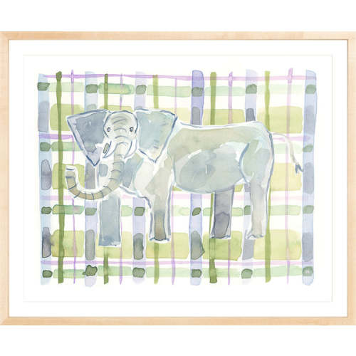 The "Plaid Elephant" Watercolor Animal Fine Art Print