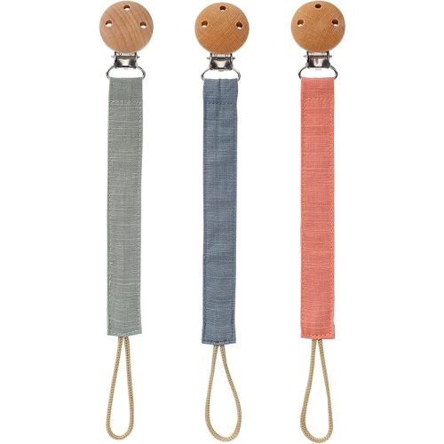 Socub 3 Pack Pacifier Clips for Baby Boys and Girls, Fabric Pacifier Hold with Clip for Binky, Teether Toys, BPA Free, Baby Shower Birthday Gift, 3 Month+(Sage/Ether/Muted)