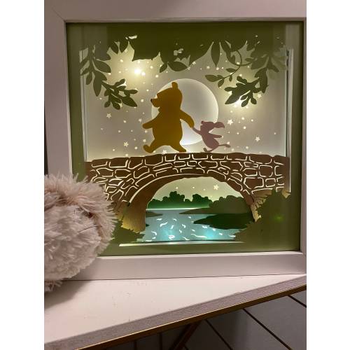 Pooh Bear/Piglet/LED/Shadowbox/Nursery/Birthday/home decor