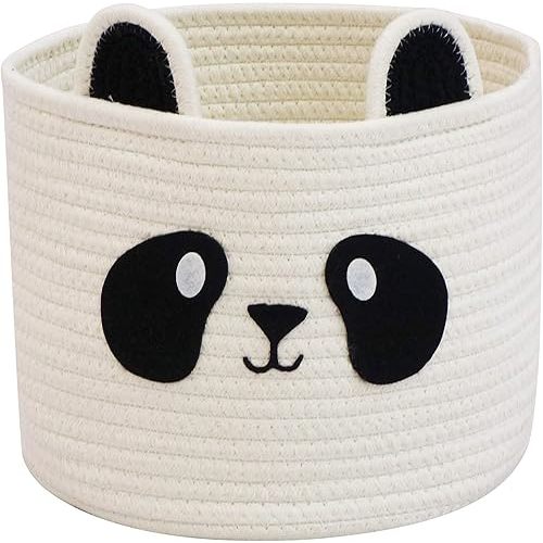 T&T Homewares Small Cute Panda Bear Basket for Kids Room Decor, Baby Shower, Baby Diaper Organizer, Baby Laundry Baskets, Woodland Nursery Decor, Kids Room Organizer, Dog Cat Toy Basket