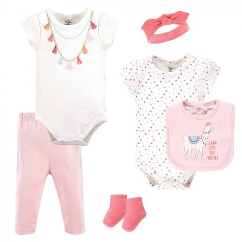 Little Treasure Baby Girl Layette 6-Piece Set, Llama Love, 6-9 Months