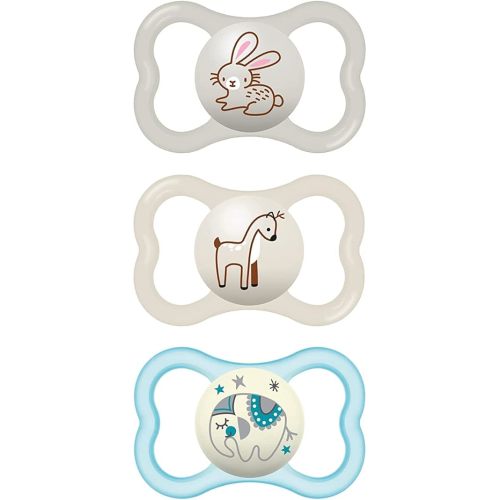 MAM Air Night & Day Baby Pacifier, for Sensitive Skin, Glows in The Dark, 3 Pack, 6-16 Months, Unisex, 3 Count (Pack of 1)