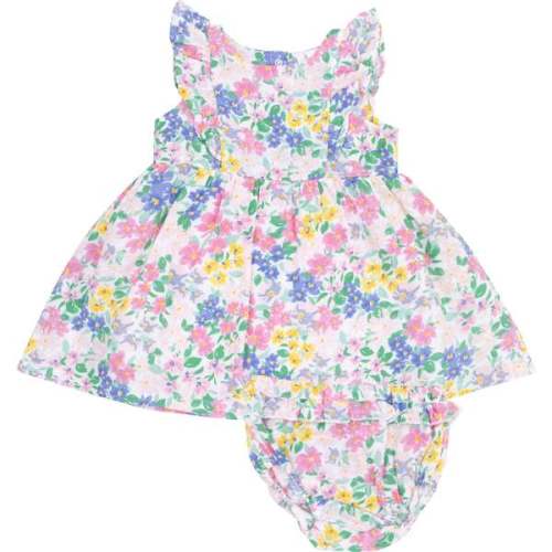 Ruffle Dress Sleeve Dress and Diaper Cover, Emma Floral - Angel Dear | Maisonette