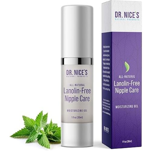 Dr. Nice's Moisturizing Gel - Lanolin-Free Nipple Cream for Breastfeeding - Nursing Essentials With Instant Cooling Relief for Sore Nipples - Water-Based Moisturizer Safe for Mom & Baby - (1 Fl. Oz)