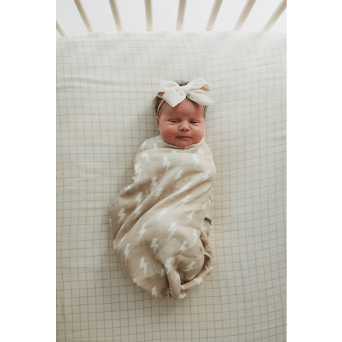 Muslin Swaddle | Tan & Cream Lightning Bolt