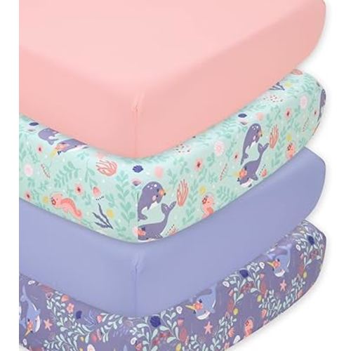 The Peanutshell Baby Girl Crib Sheets, Fitted, Soft, Breathable, Crib Bedding Set for Girls, Crib Mattress Sheet, Nautical Nursery Decor