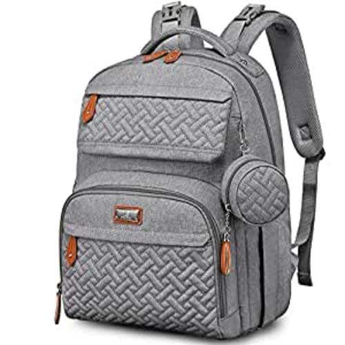 Amazon.com: BabbleRoo Diaper Bag Backpack, Travel Backpack with Changing Pad, Pacifier Case & Stroller Straps, Multifunction, Waterproof, Unisex – Light Gray : Baby