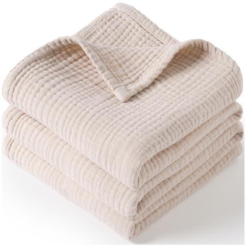 MairMore 1 Pack Muslin Baby Blanket for Boys and Girls, Neutral Cotton Crib Blanket for Newborn Infant Toddler - Soft and Breathable Baby Quilt - 47"*47" (Fog)