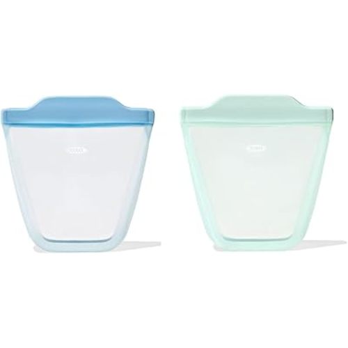 OXO Tot Silicone Reusable Bags – 2 Piece Cup Set - Opal and Dusk