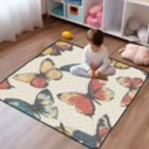 WOBOGO Colourful Butterfly Baby Playmats Extra Large Waterproof Rollable Activity Pads for Toddlers 50×50inch