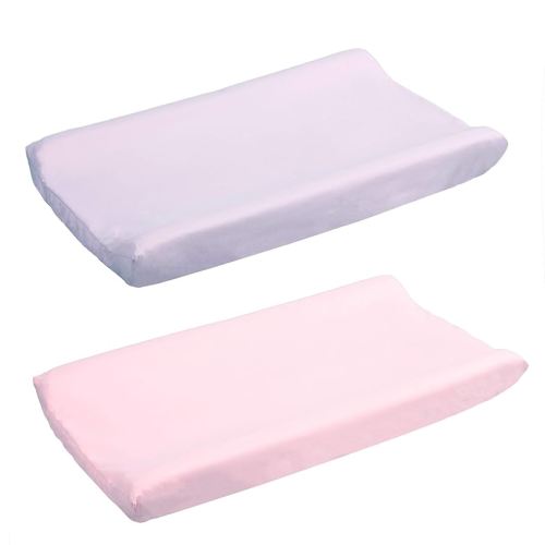 Belsden 2 Pack Microfiber Soft Changing Pad Cover, with 2 Considerate Safety Belt Holes, Durable Diaper Change Table Sheet Set for Baby Girls, 16''x32''x8'', Light Purple & Pink