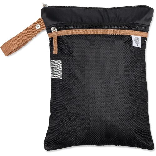 Parker Baby Cloth Diaper Wet Dry Bag - Waterproof Reusable Bag with Mesh Organizer and Zippered Pocket | Stylish, Machine-Washable, Convenient Handle for Diapers, Wet Clothes, Swimsuits - Black
