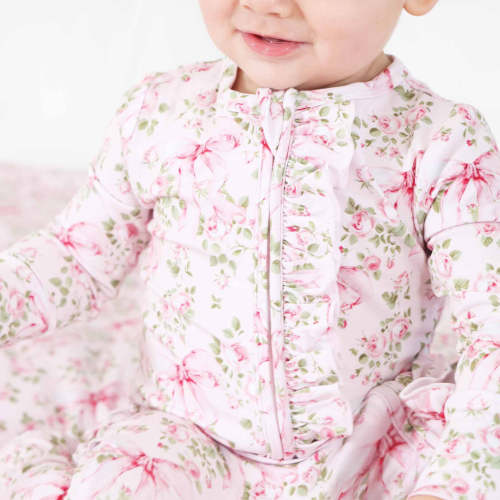 Bows in Bloom Ruffle Zipper Footie Caden Lane