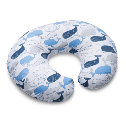 Boppy Original Nursing Pillow and Positioner, Big Whales Blue and Gray, Cotton Blend Fabric with allover fashion