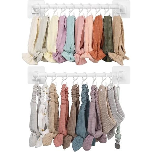 POVETIRE Headband Holder, Hanging Baby Headband Organizer Storage,Head Bands Hair Accessories Display Pacifier Clip Holder Baby Bibs Wall Decor for Nursery Newborn Infant Girls Room