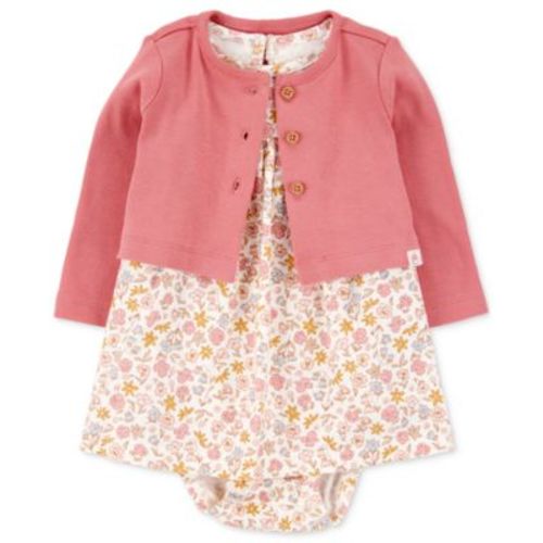 Baby Girls Cotton Bodysuit Dress & Cardigan, 2 Piece Set