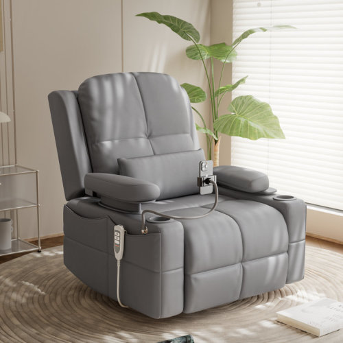 Electric Power Adjustable Armrests Swivel Rocking Chair Reclining Glider With USB Charge and Phone Holder