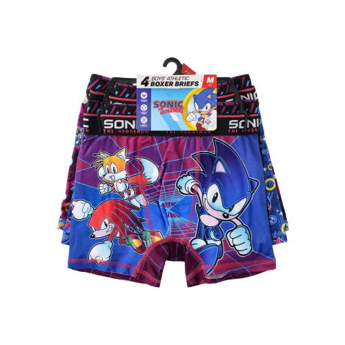 SEGA Sonic the Hedgehog Boy's Boxer Brief Underwear, 4-Pack, Sizes XS-XL