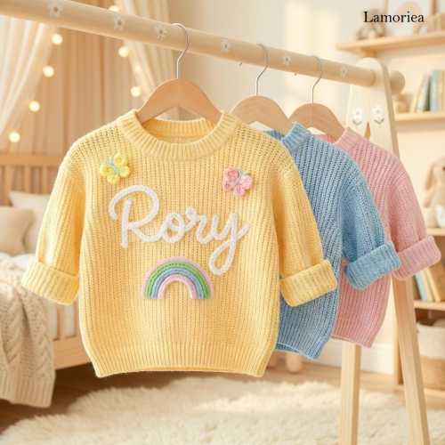 2026 Personalized Knit Sweater, Custom Embroidered Baby Sweater, Toddler Sweatshirt, Baby Name Jumper